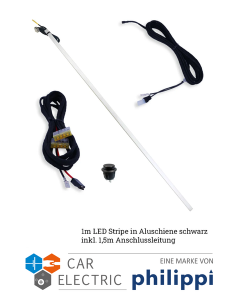 Beleuchtungsset 1 LED-Stripe schwarz und 1 Schalter